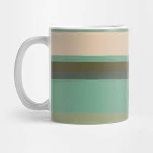 A magnificent stew of Soldier Green, Beige, Artichoke, Greyish Teal and Gunmetal stripes. Mug